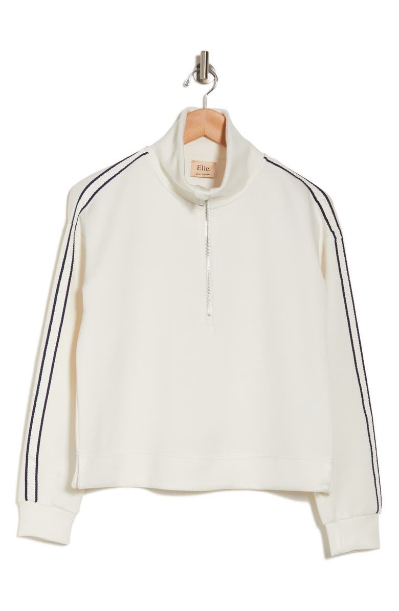 ELIE ELIE TAHARI Quarter Zip Long Sleeve Crop Top, Alternate, color, 