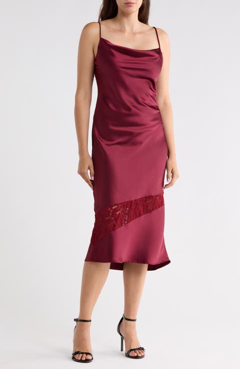 Satin and Lace Slip Midi Dress