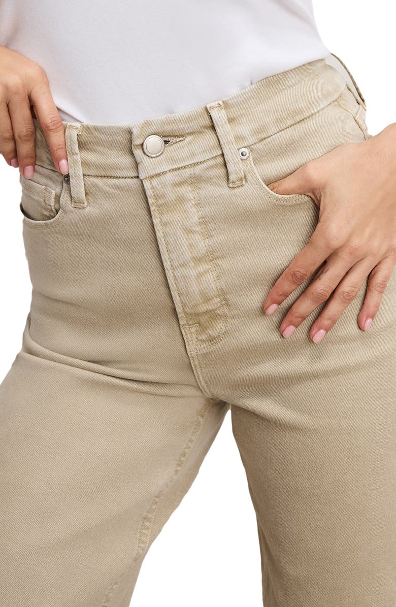 Good American Good Skate Raw Hem Ankle Wide Leg Jeans, Alternate, color, Dune001