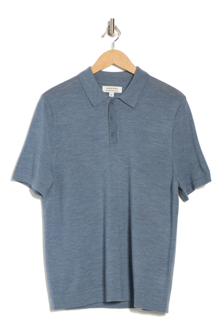 Merino Wool Polo, Alternate, color, GREY FOLKSTONE HEATHER