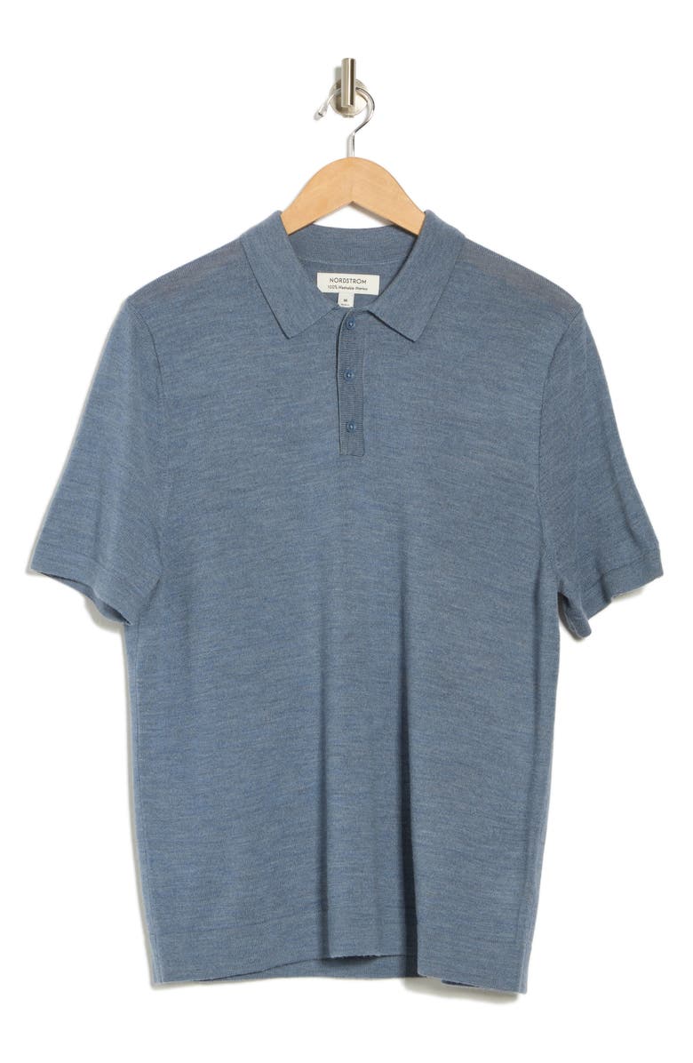 Nordstrom Merino Wool Polo, Alternate, color, Grey Folkstone Heather