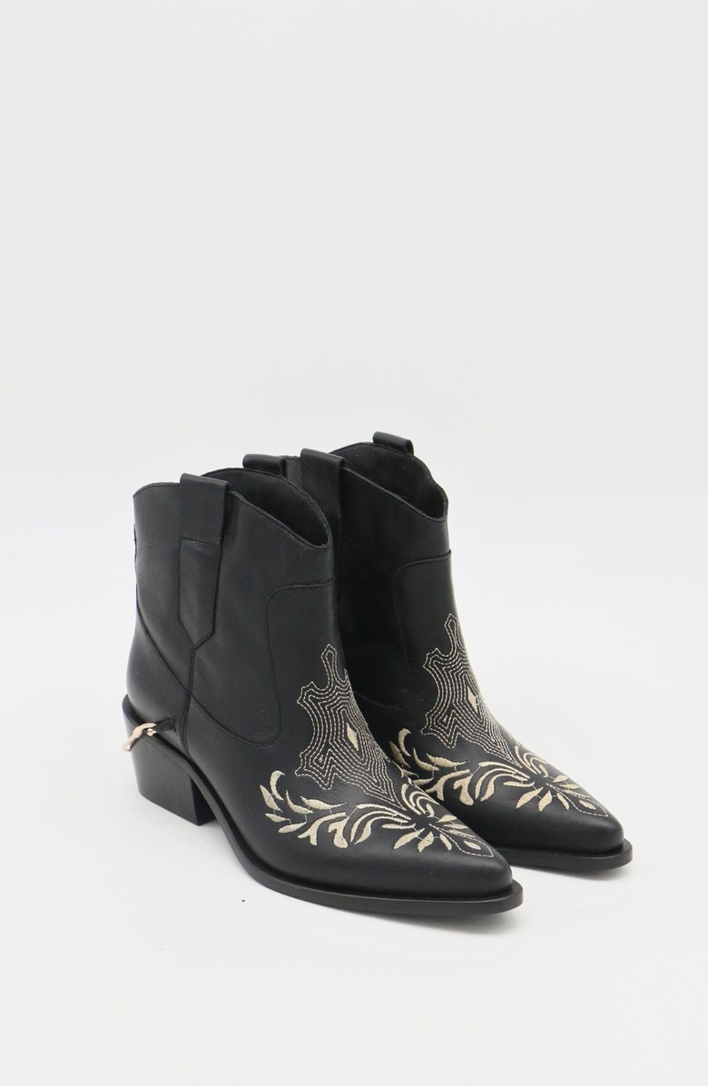 STIVALI NEW YORK Joy Western Cowboy Booties, Alternate, color, Black / Off White