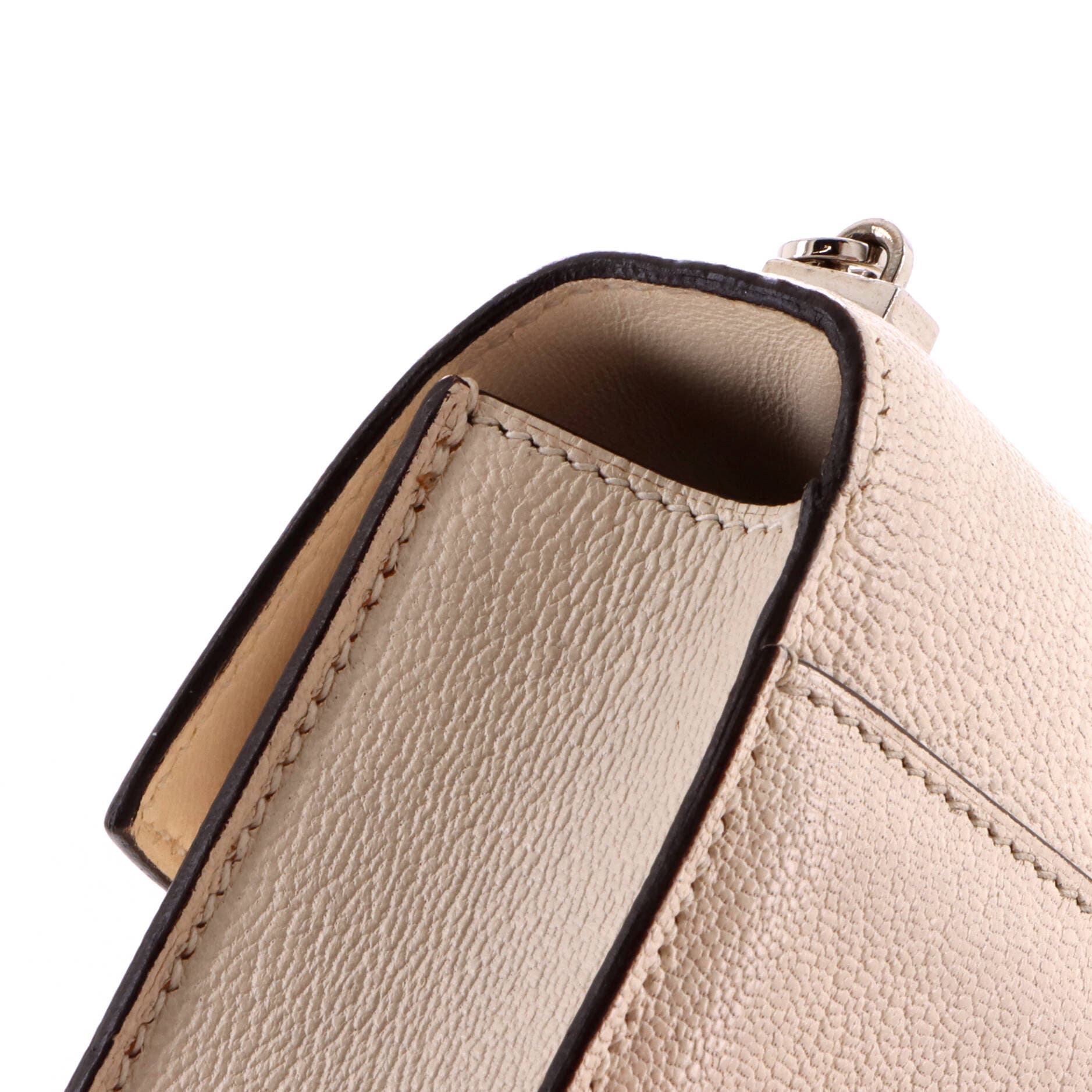 Verrou Chaine Bag Chevre Mysore Mini, Alternate, color, White