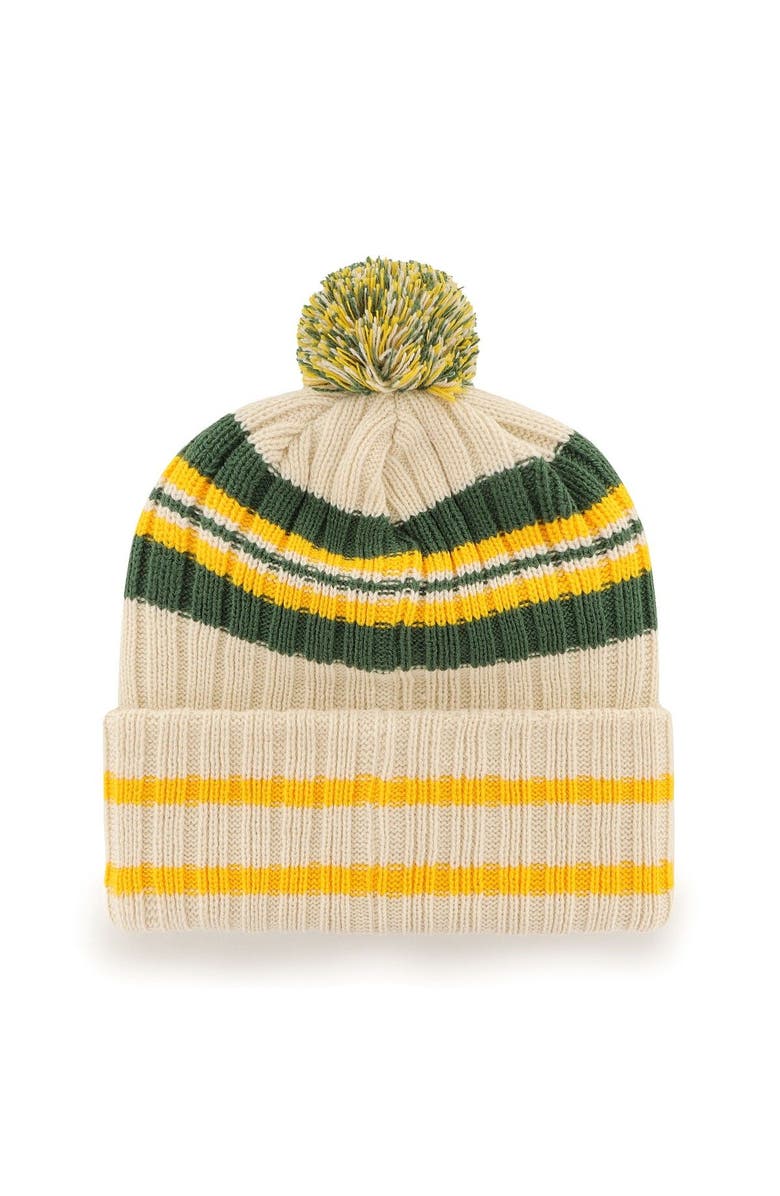 '47 Men's '47 Natural Oakland Athletics Home Patch Cuffed Knit Hat with Pom, Alternate, color, Natural