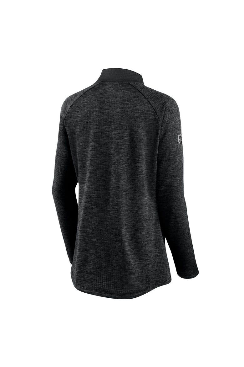 Women's Fanatics Branded Black/Heathered Charcoal Dallas Stars Authentic Pro Travel & Training Raglan Quarter-Zip Jacket, Alternate, color, Black