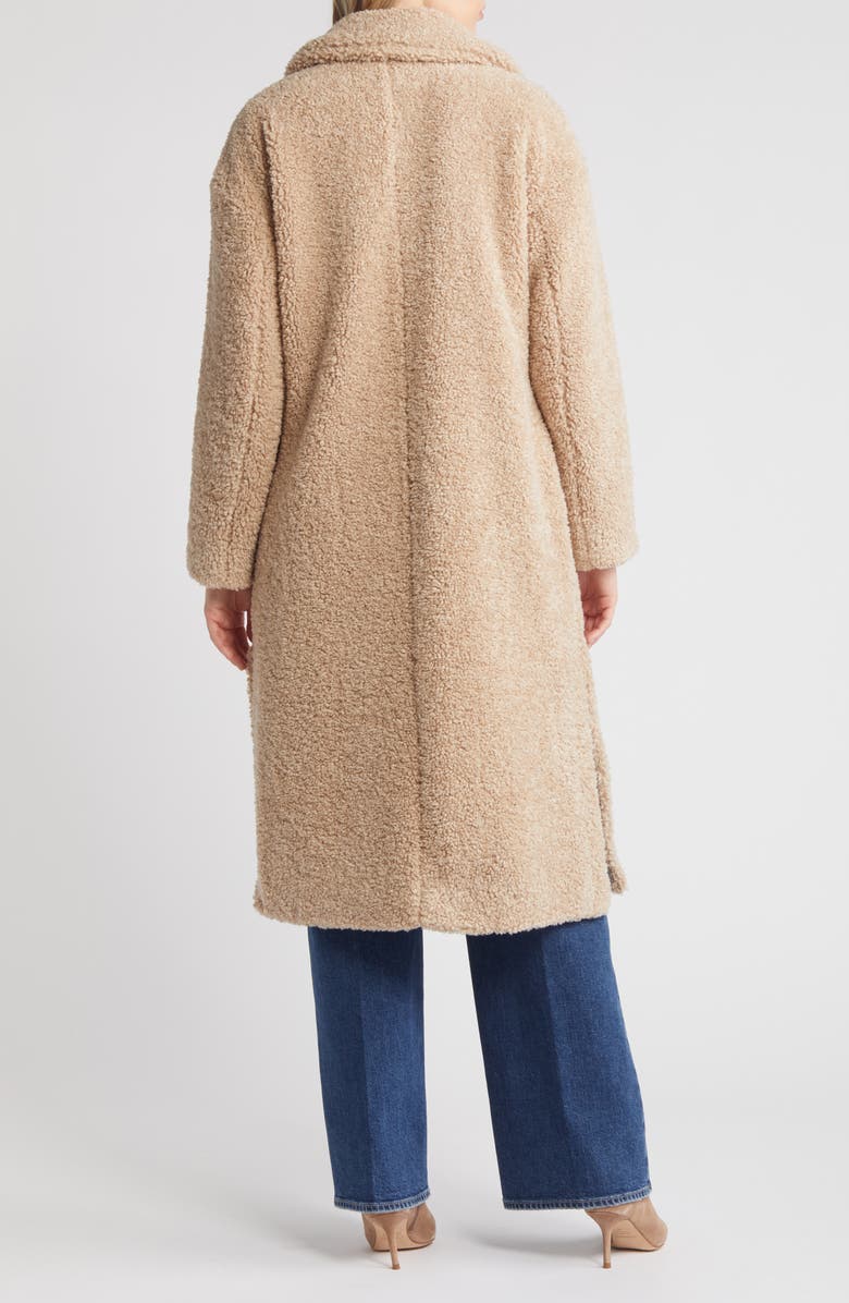 BCBG Max Azria Cozy Teddy High Pile Fleece Long Coat, Alternate, color, Oatmeal