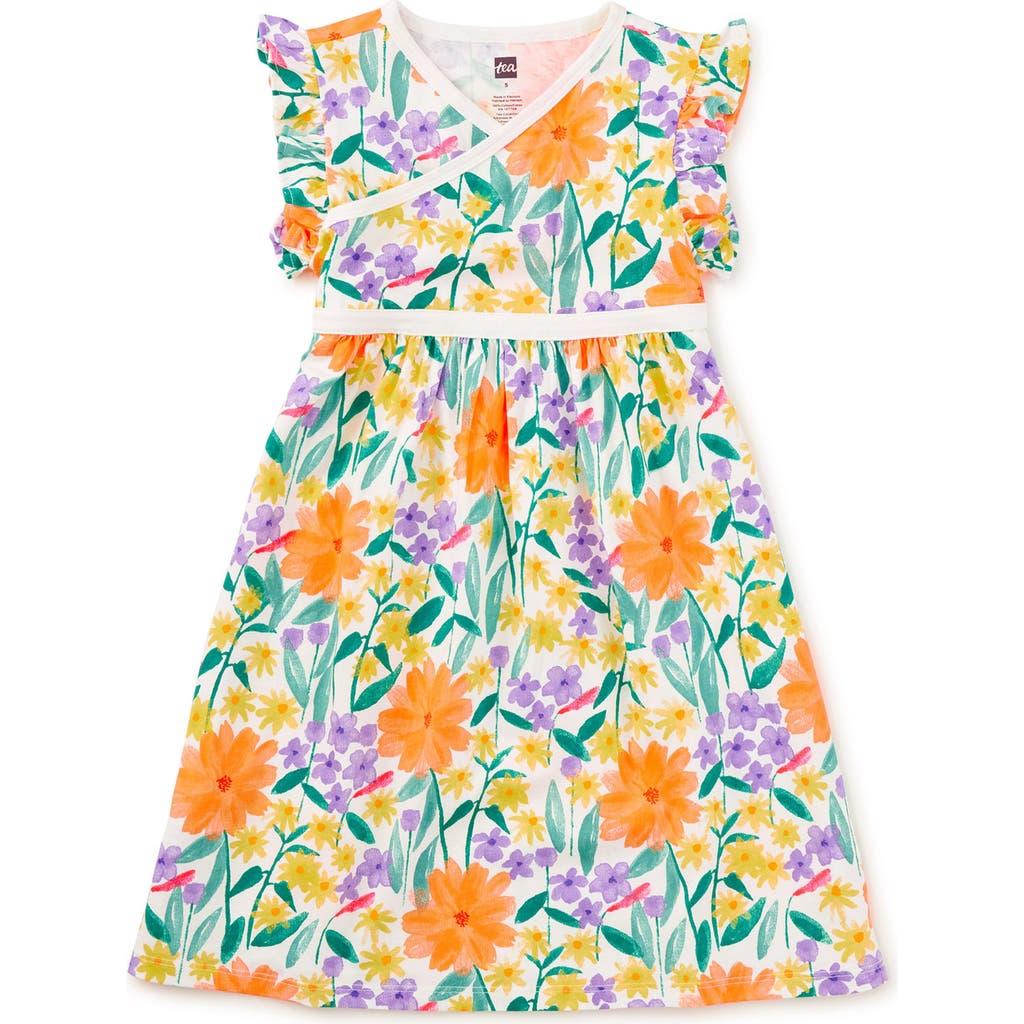 Tea Collection Wrap Neck Dress in Watercolor Floral at Nordstrom, Size 9-12M