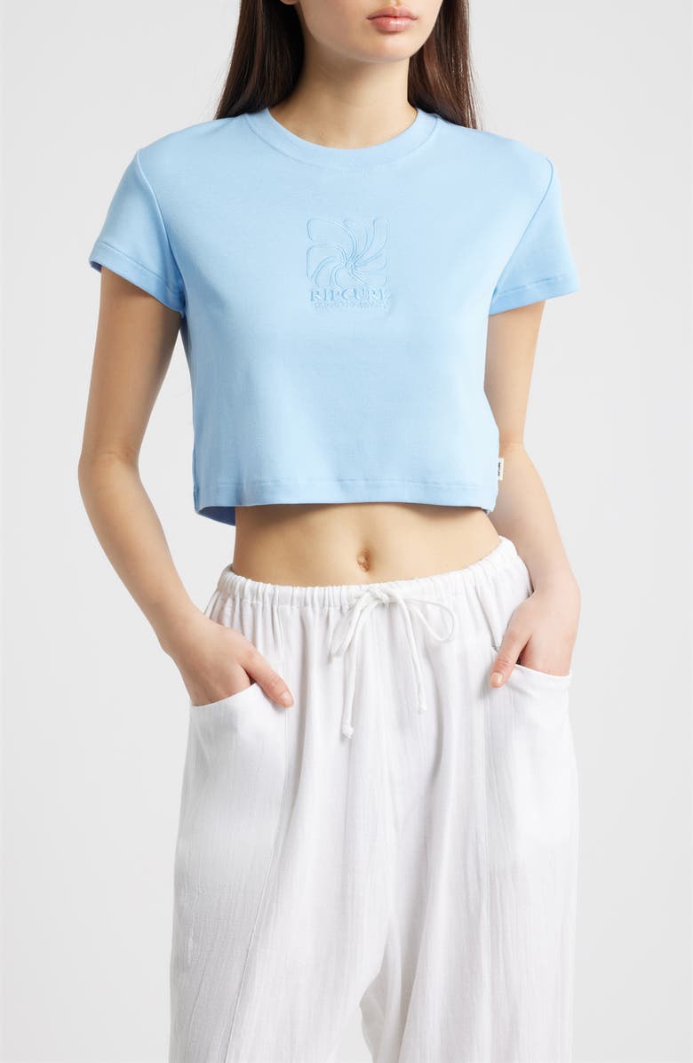 Rip Curl Pacific Coast Embroidered Baby Tee, Main, color, Light Blue