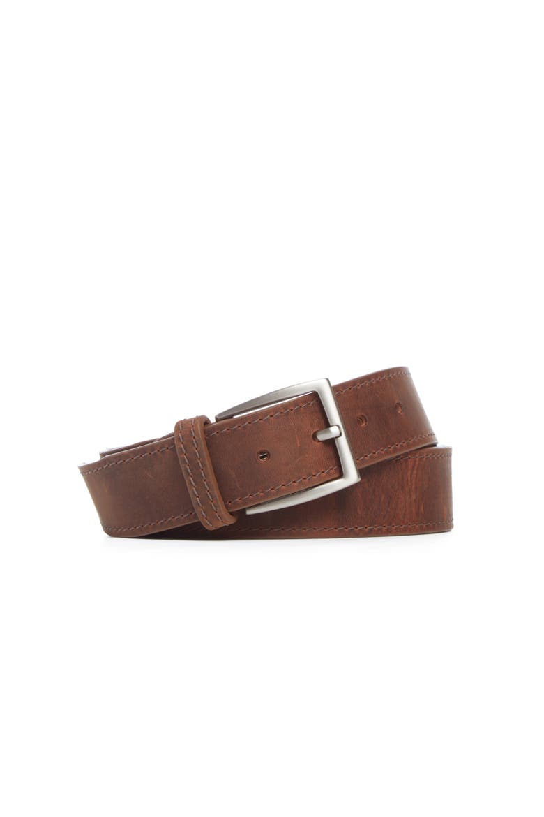 Roman Leather Belt, Main, color, Chocolate