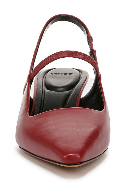 Vince Venice Slingback Pointed Toe Kitten Heel Pump In Crimson