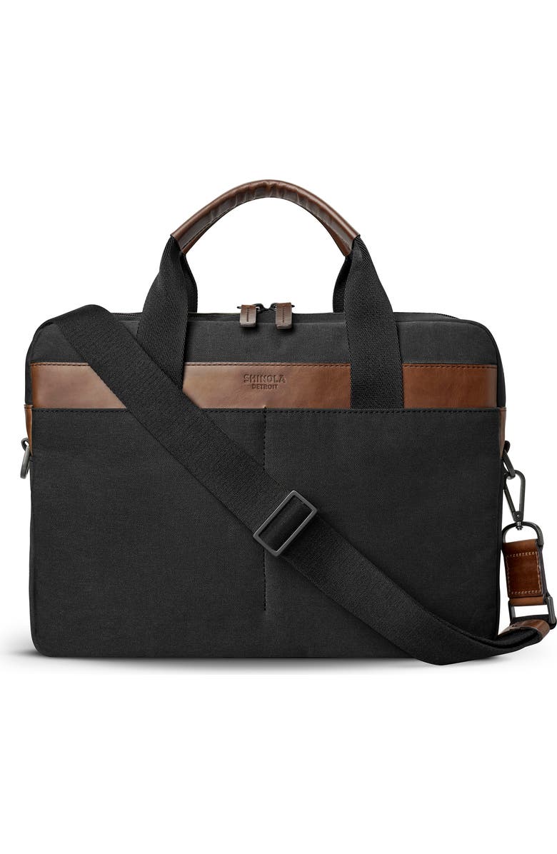 Shinola Mack Waxed Canvas Briefcase, Main, color,