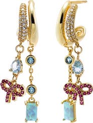 BY ADINA EDEN Multi Charm Bow Drop Earring