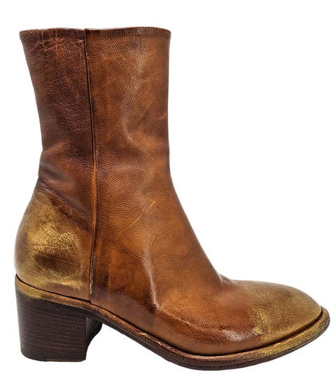 Hand Rubbed Metallic Ankle Boot