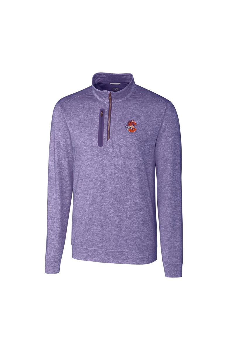 Cutter & Buck Men's Cutter & Buck Purple Clemson Tigers Stealth Vault Logo Half-Zip Jacket, Main, color, 