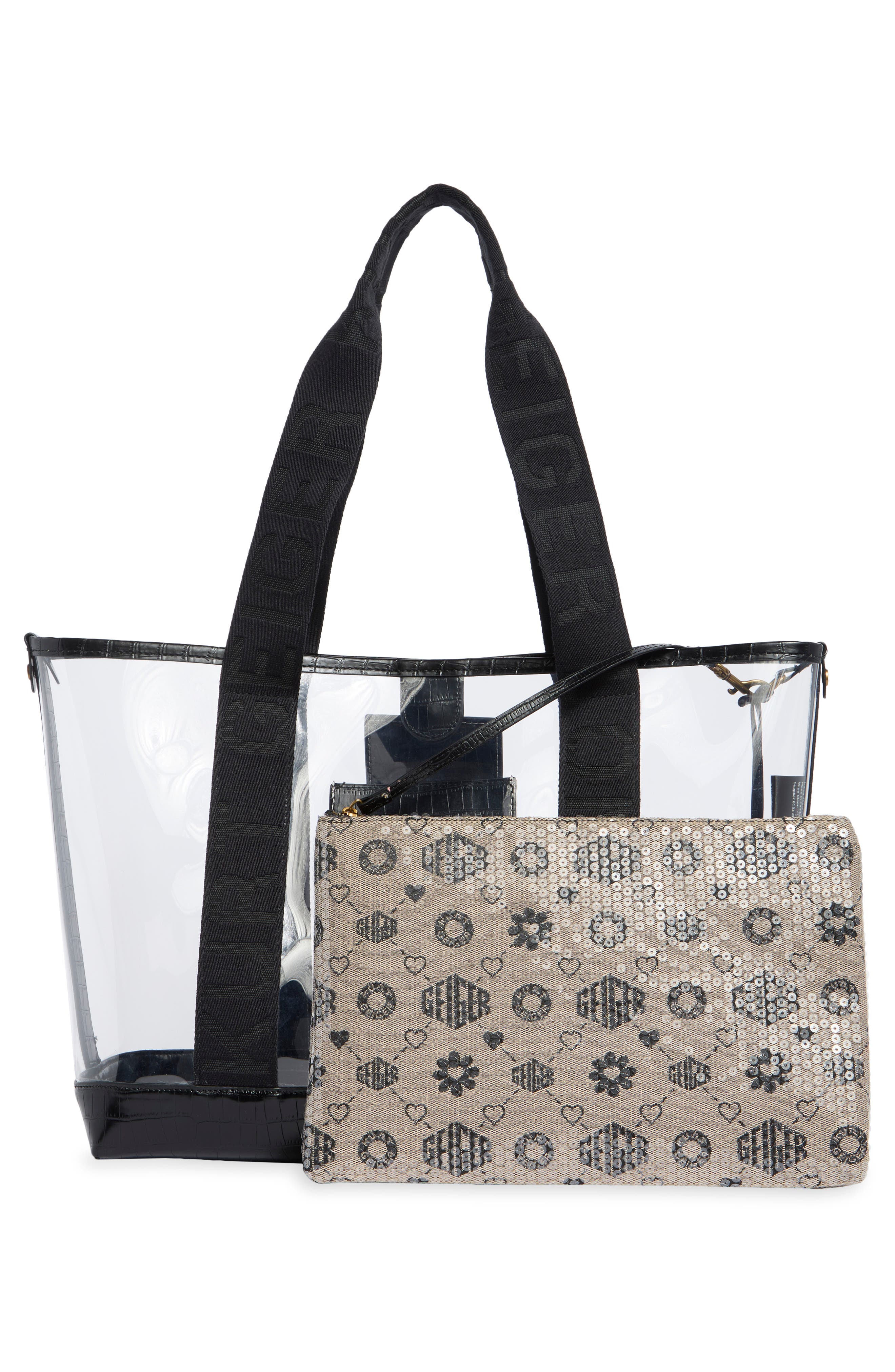 Chiswick Large Clear Shopper, Alternate, color, CHARCOAL