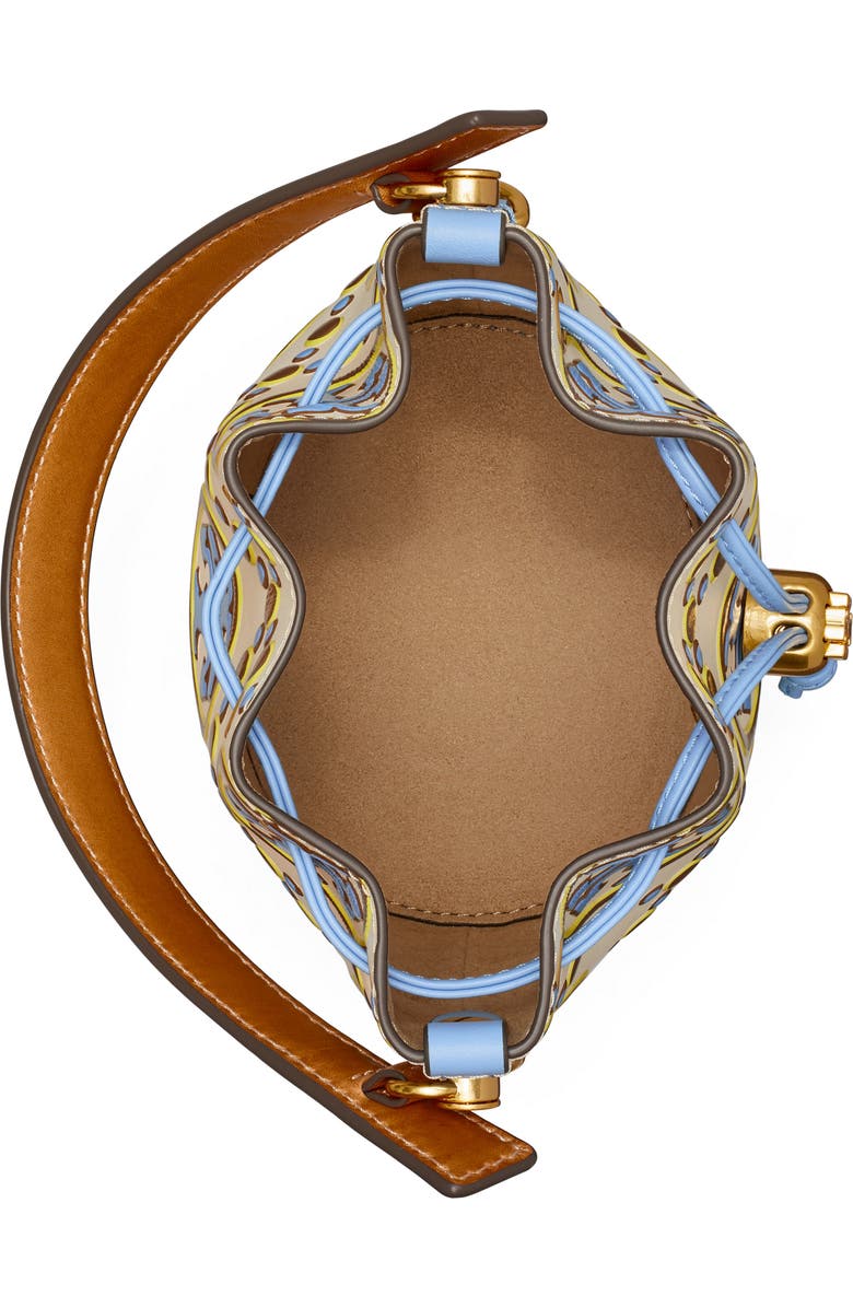 Tory Burch Mini T Monogram Embossed Contrast Bucket Bag, Alternate, color,