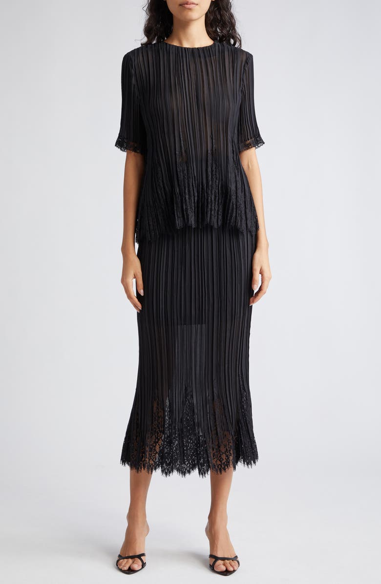 Zimmermann Pleated Lace Trim Semisheer Top, Alternate, color,