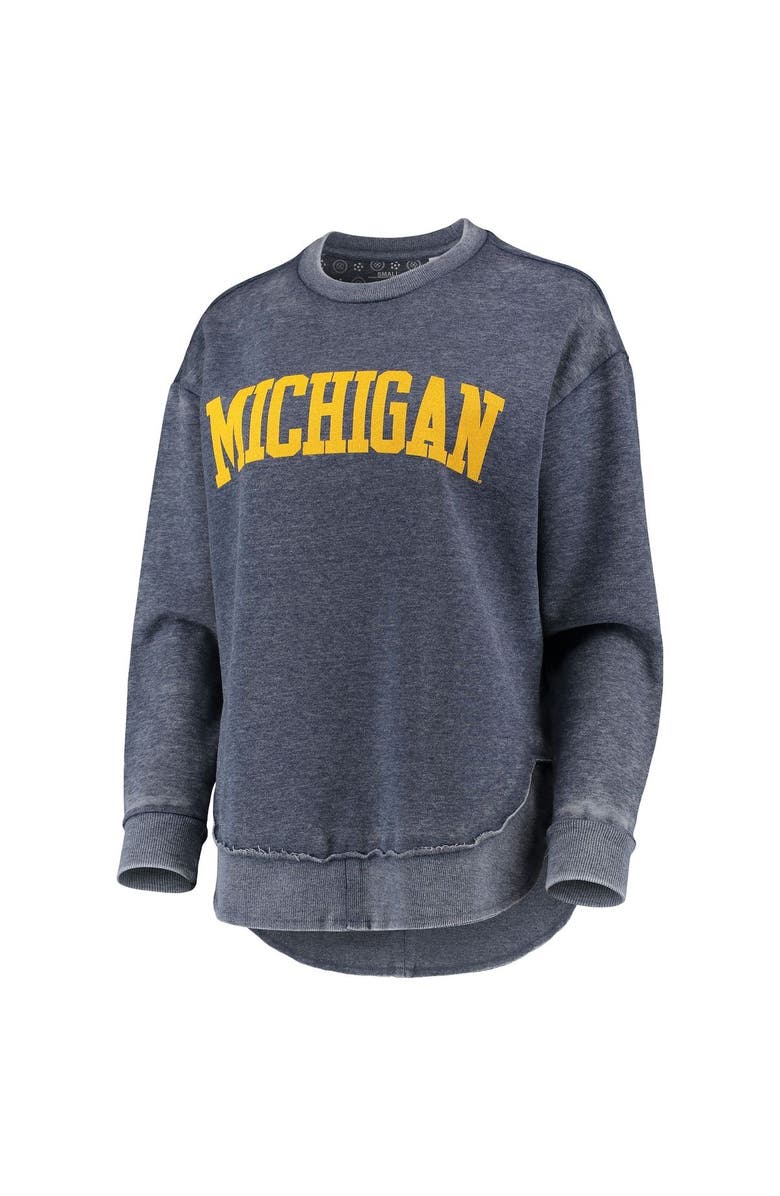 PRESSBOX Women's Pressbox Navy Michigan Wolverines Vintage Wash Pullover Sweatshirt, Alternate, color, 