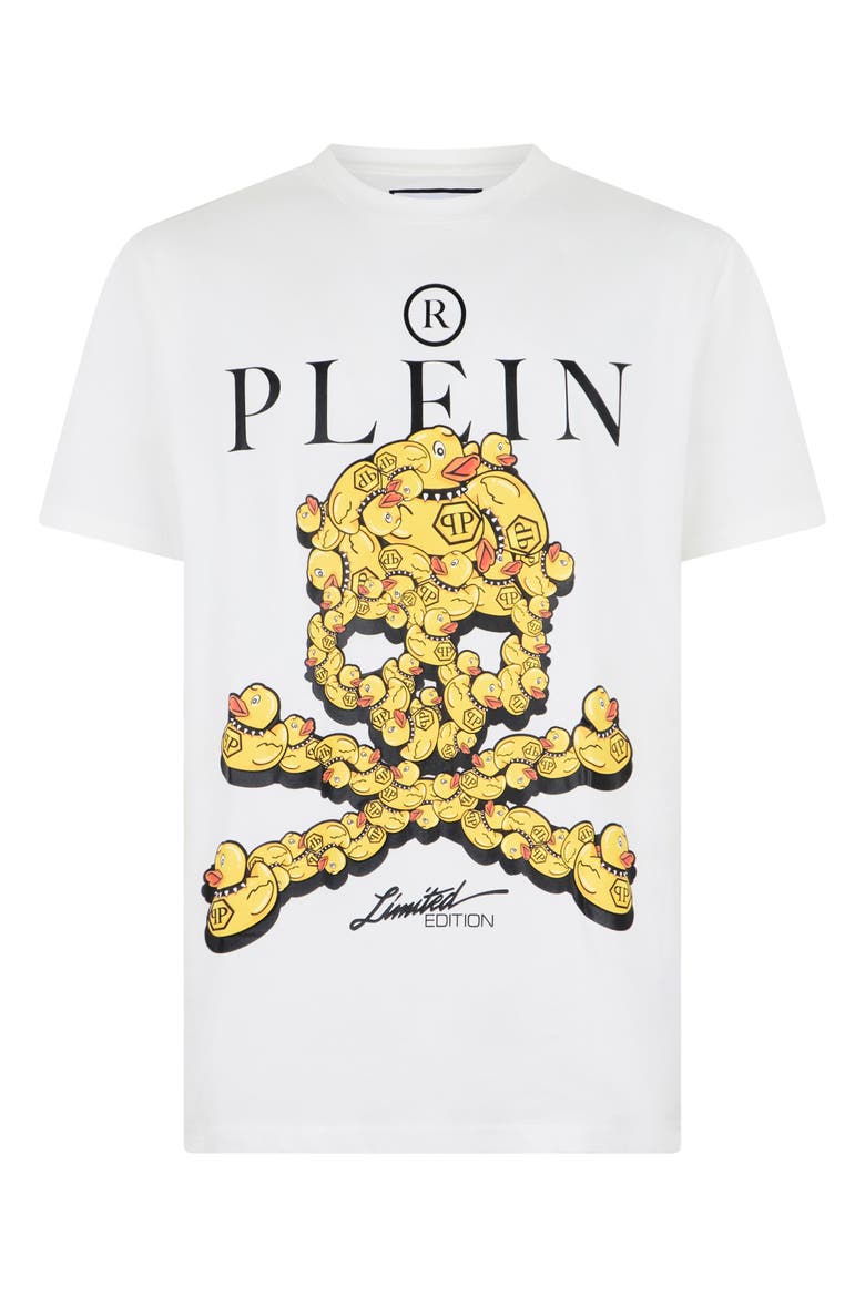 Jersey T-Shirt Plein Duck Skull Men, Main, color, white