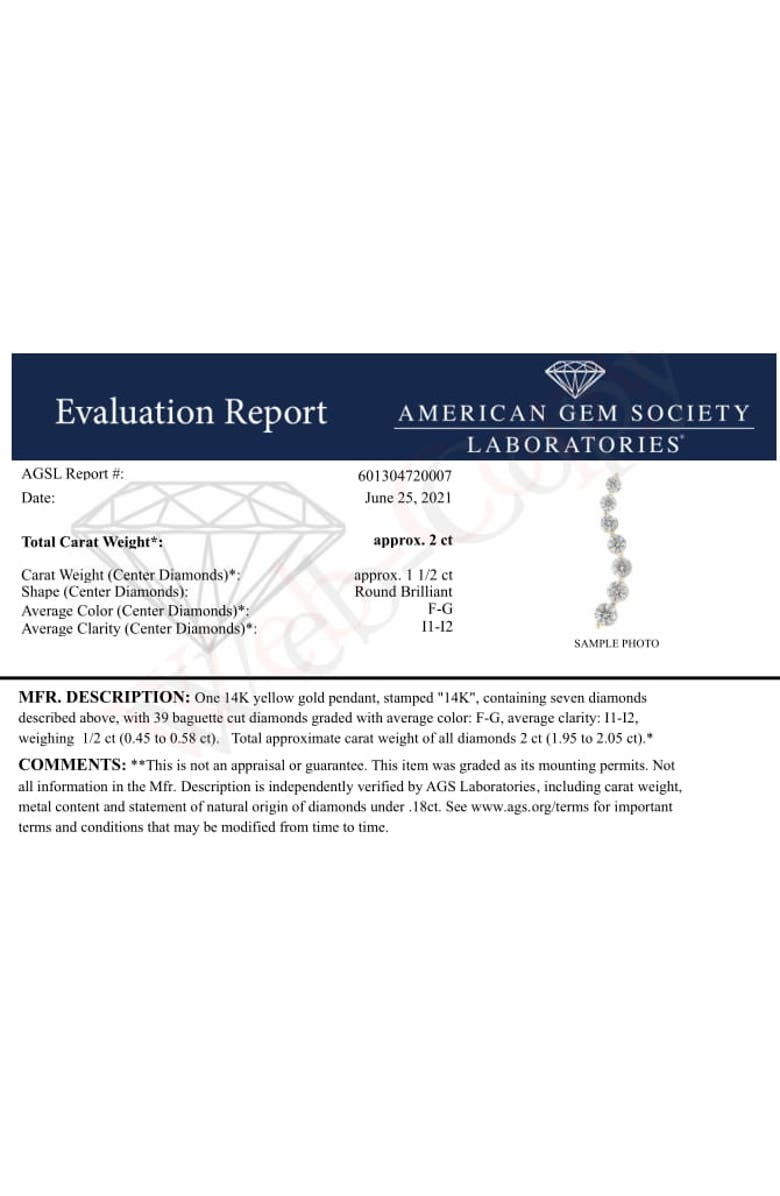 Haus of Brilliance AGS Certified 14K Yellow Gold 2.0 Cttw Diamond Journey 18" Pendant Necklace, Alternate, color, Yellow