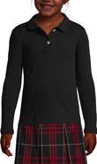 Lands' End School Uniform Girls Long Sleeve Feminine Fit Interlock Polo Shirt