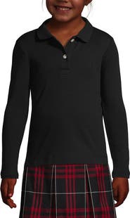 Lands' End School Uniform Girls Long Sleeve Feminine Fit Interlock Polo Shirt