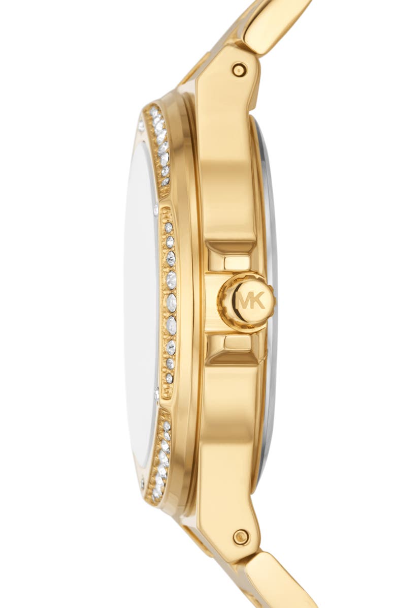 Michael Kors MICHAEL Michael Kors Lennox Logo Pavé Bracelet Watch, 37mm, Alternate, color, Gold