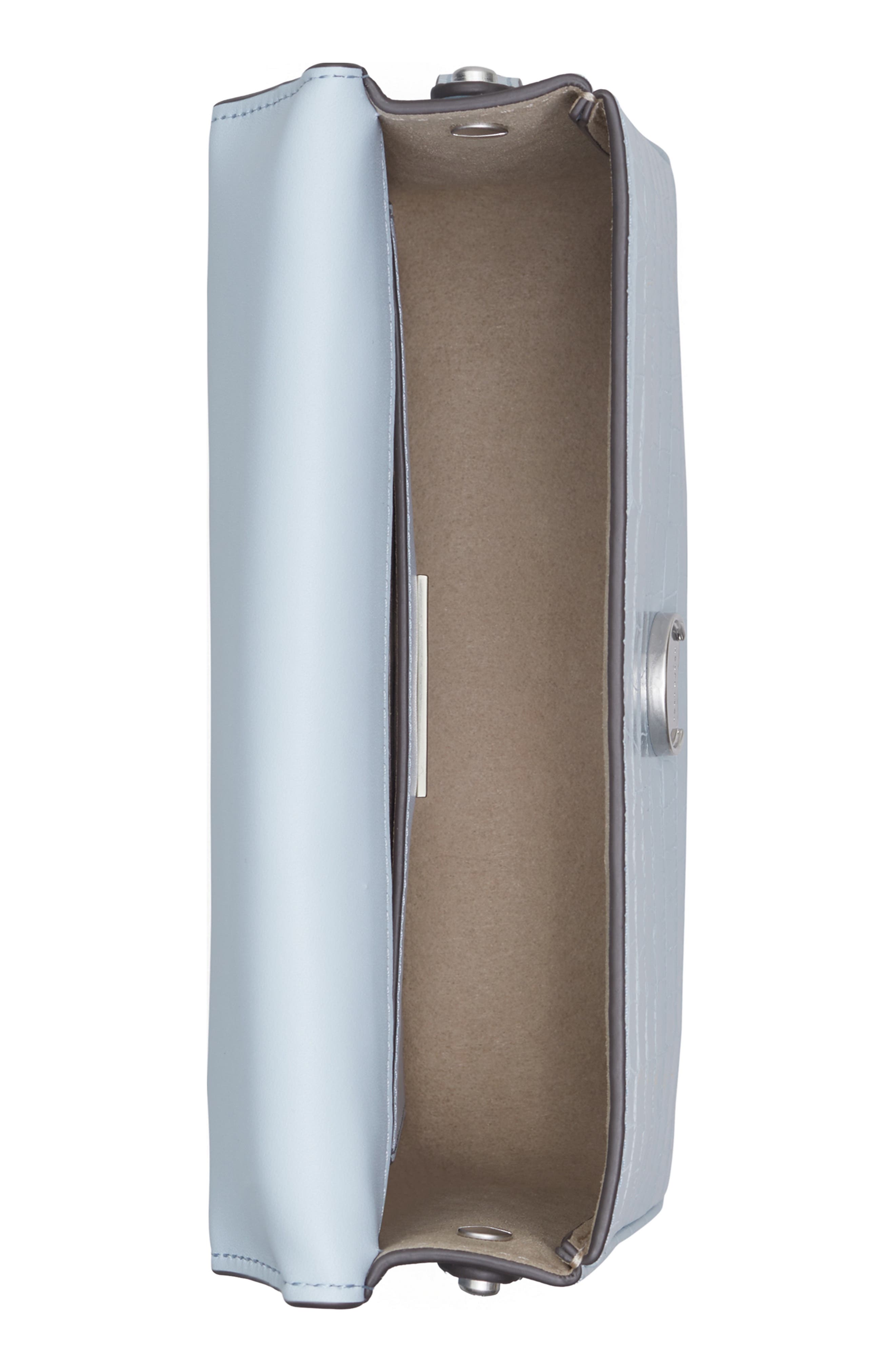 Tory Burch Robinson Croc Embossed Leather Shoulder Bag, Alternate, color, 