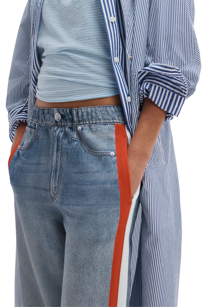 rb Miramar Track Stripe Cotton Terry Sweatpant Jeans, Alternate, color, CONEY RED WHITE STRIPE