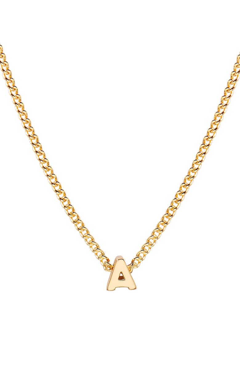 Brook and York Kira Mini Initial Pendant Necklace, Main, color, Gold A