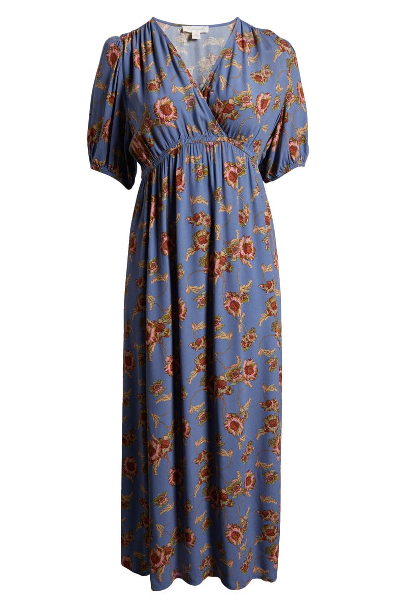 Treasure & Bond Floral Surplice V-Neck Maxi Dress, Alternate, color, Blue- Pink Wander Floral