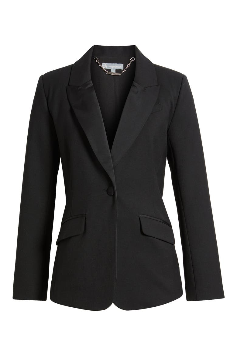 Single Breasted Stretch Blazer, Alternate, color, BLACK