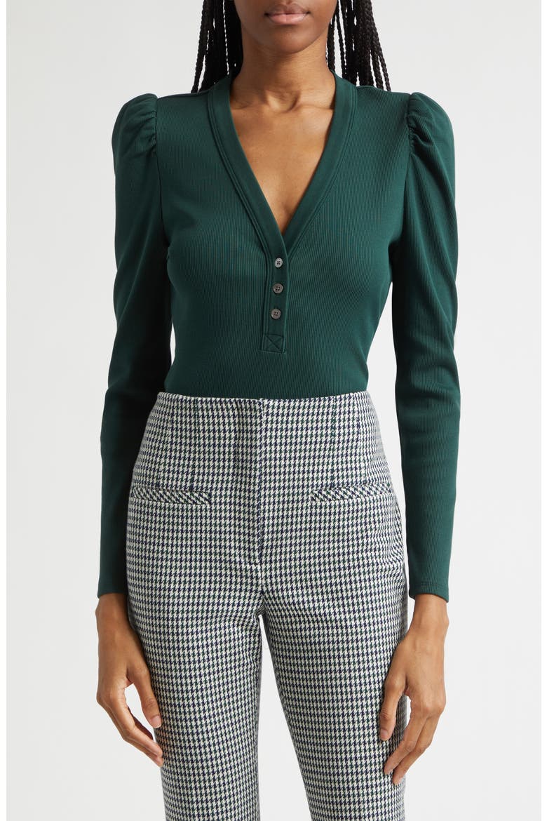 Dekalb Rib Puff Shoulder Henley, Main, color, PINE