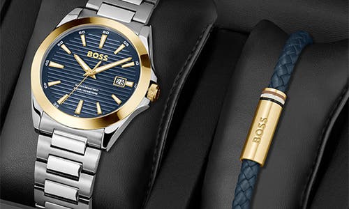 Hugo Boss Boss Strike Bracelet Watch & Leather Bracelet Set, 41mm In Multi