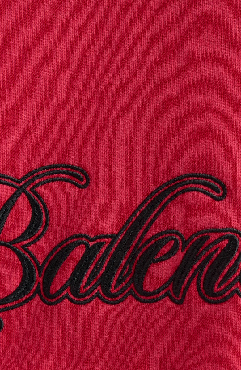 Balenciaga Big B Cursive Logo Embroidered Oversize Dry Fleece Hoodie, Alternate, color, 6167 Red/ Black