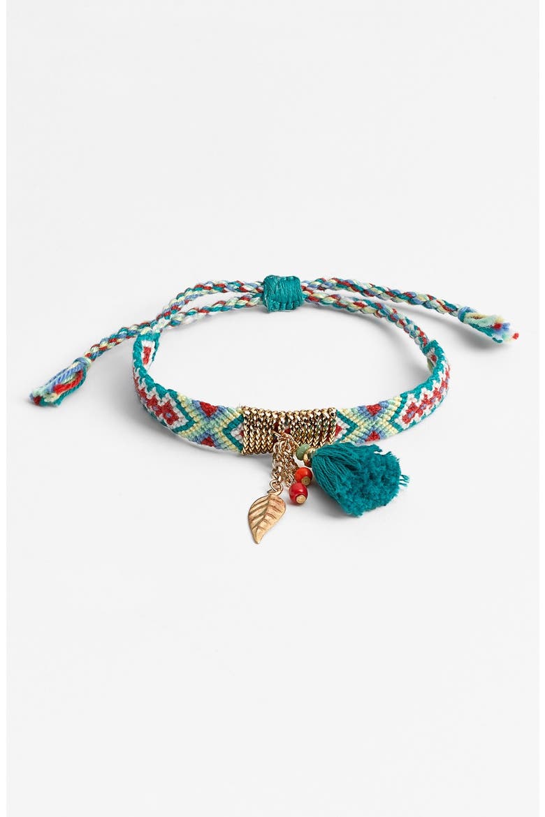 Tassel Woven Friendship Bracelet, Main, color, GREEN MULTI