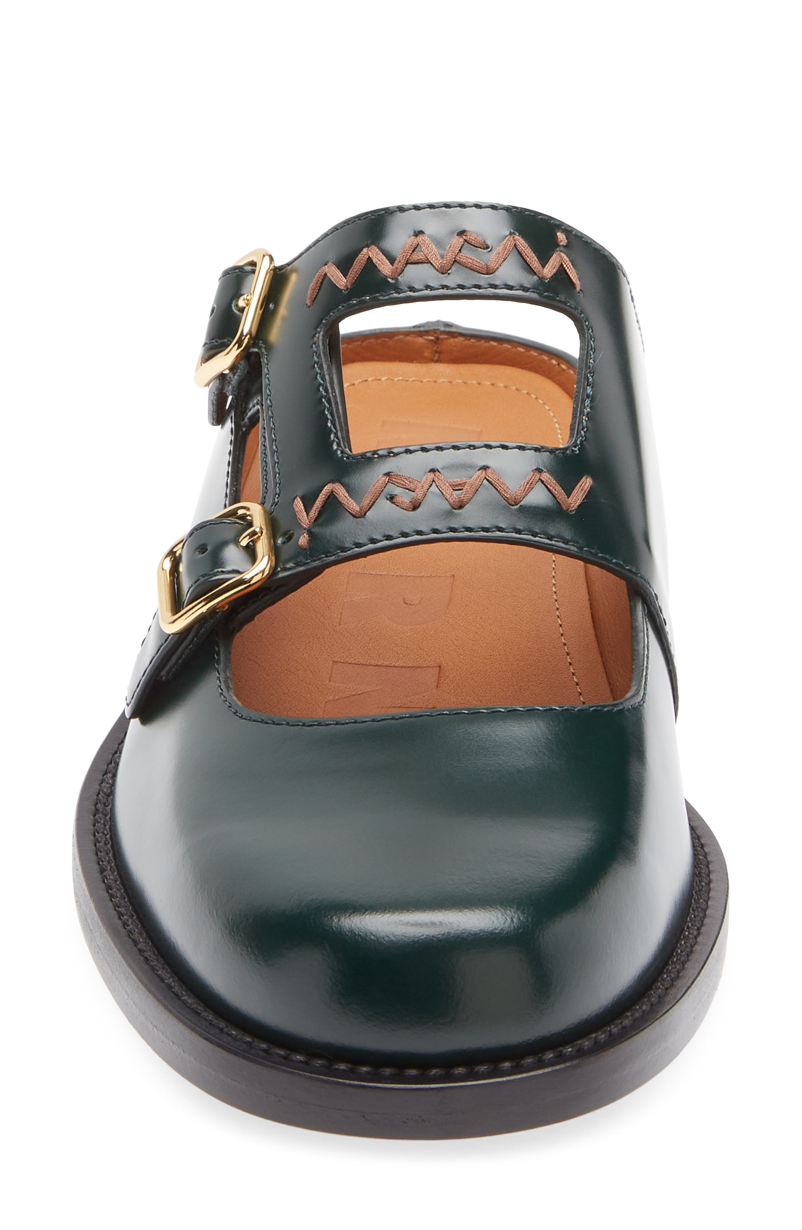 Marni Sabot Double Buckle Mule, Alternate, color, Green
