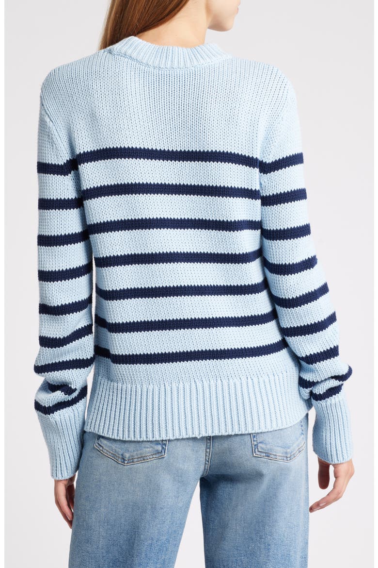 Alise Stripe Cotton Crewneck Sweater, Alternate, color, SKY NAVY STRIPE