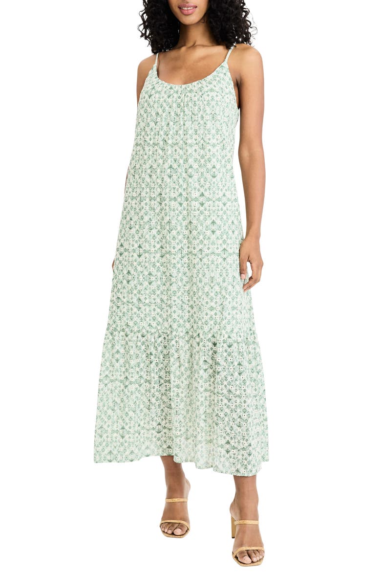 Embroidered Eyelet Maxi Sundress, Main, color, SAGE/ OLIVE