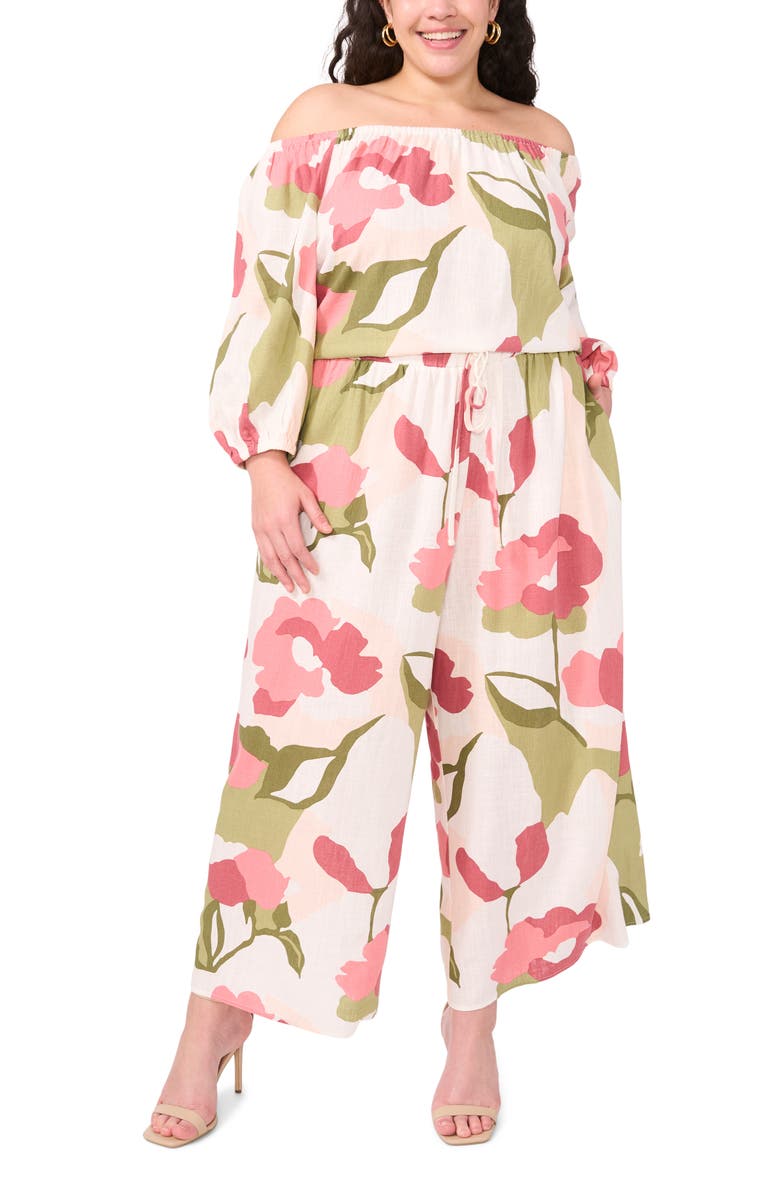 Vince Camuto Floral Print Drawstring Pants, Alternate, color, 