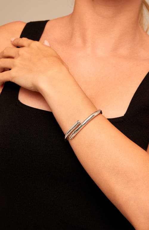 Unode50 Sterling Silver-plated Tubular Shaped Bangle Bracelet In Silver