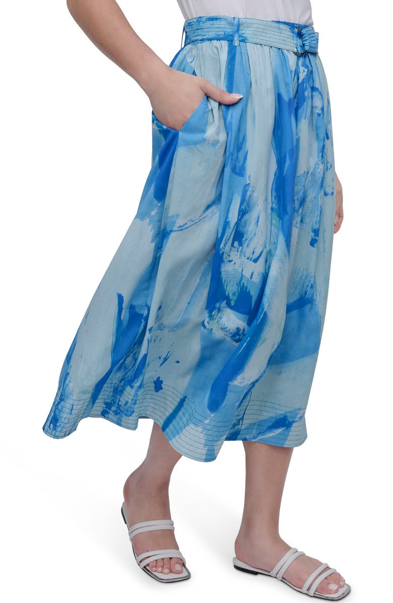 DKNY Belted Parachute Midi Skirt, Alternate, color, 