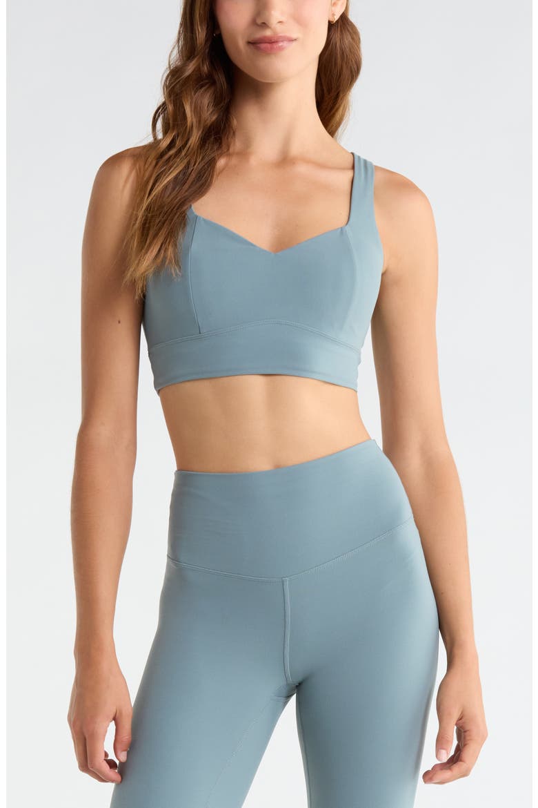 Studio Luxe Sweetheart Sports Bra, Main, color, TEAL DUSK