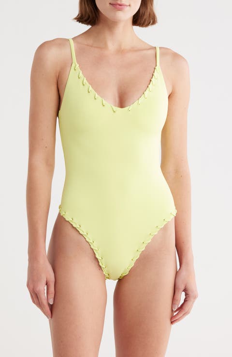 Whip Stitch One-Piece Swimsuit (Regular & Plus)