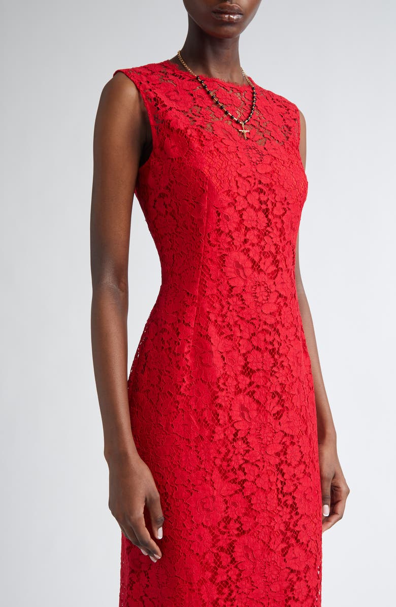 Dolce&Gabbana Floral Lace Sheath Dress, Alternate, color, R0026 Bordeaux Chiaro