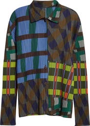 Pleats Please Issey Miyake Harmony Pleated Long Sleeve Button-Up Shirt