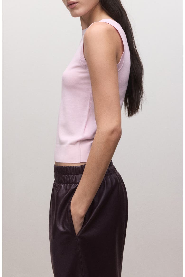 Lorito Sleeveless Rib Trim Wool Sweater, Alternate, color, PINK