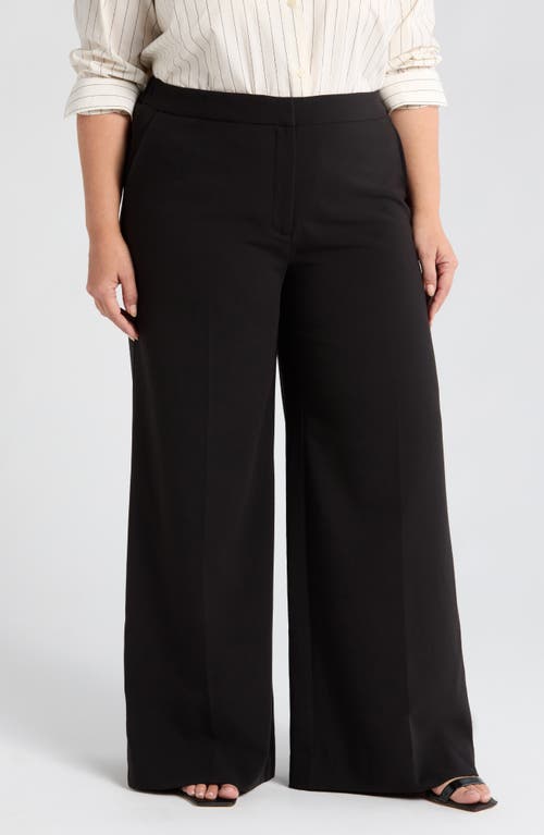 Nordstrom Flat Front Wide Leg Pants In Black