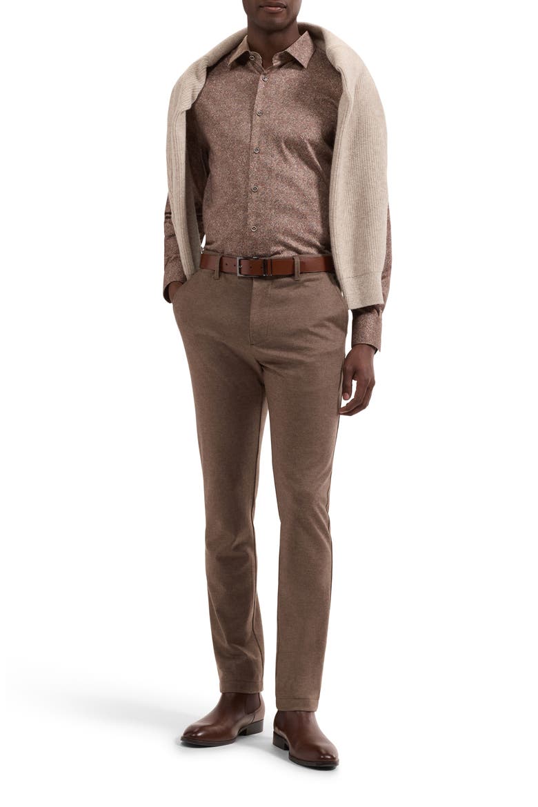 Julian Shaped Fit Long Sleeve Floral Button-Up Shirt, Alternate, color, SIENNA