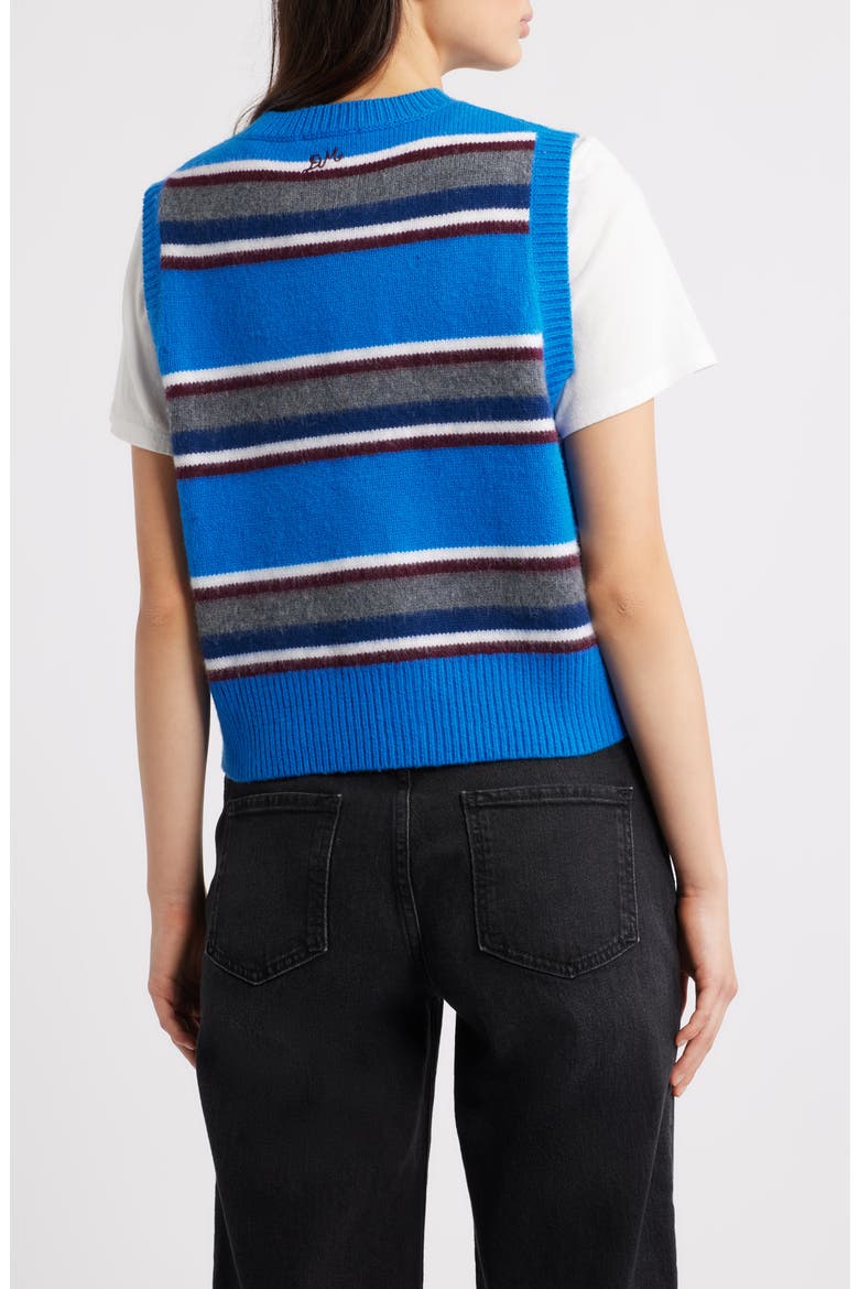 Sofie Stripe Merino Wool Button-Up Vest, Alternate, color, BLUE